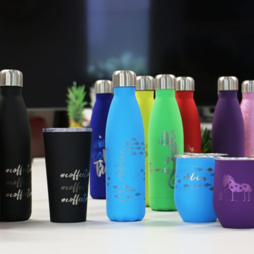 Laserable Bottles, Mugs, Tumblers and Hip Flasks