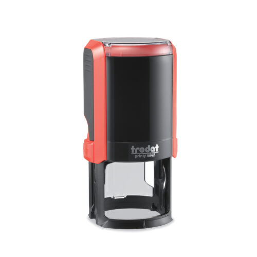 Trodat Self-Inking Printy 4642 Round Text Stamp 42mm DIA Customizable Red Casing