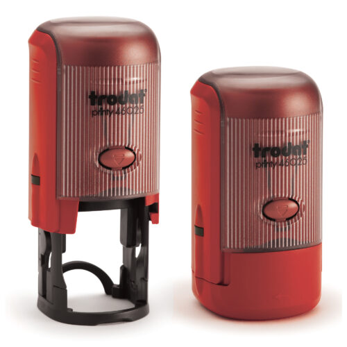 Trodat Self-Inking Printy 46025  Round Text Stamp 25mm DIA Customizable Red Casing