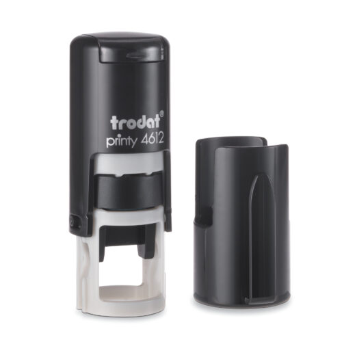 Trodat Self-Inking Printy 4612 Text Stamp Round 12mm Customizable Black Casing