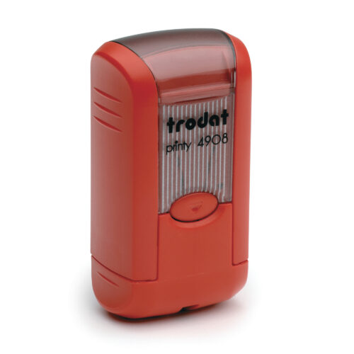 Trodat Self-Inking Printy 4908 Text Stamp15 x 7mm Customizable Red Casing