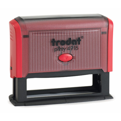 Trodat Self-Inking Printy 4918 Text Stamp 75 x 15mm Customizable Red Casing