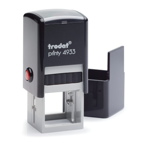 Trodat Self-Inking Printy 4933 Text Stamp 25 x 25mm Customizable Black Casing
