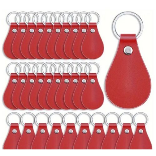 Trocraft PU Leather Key Rings Red 10pc